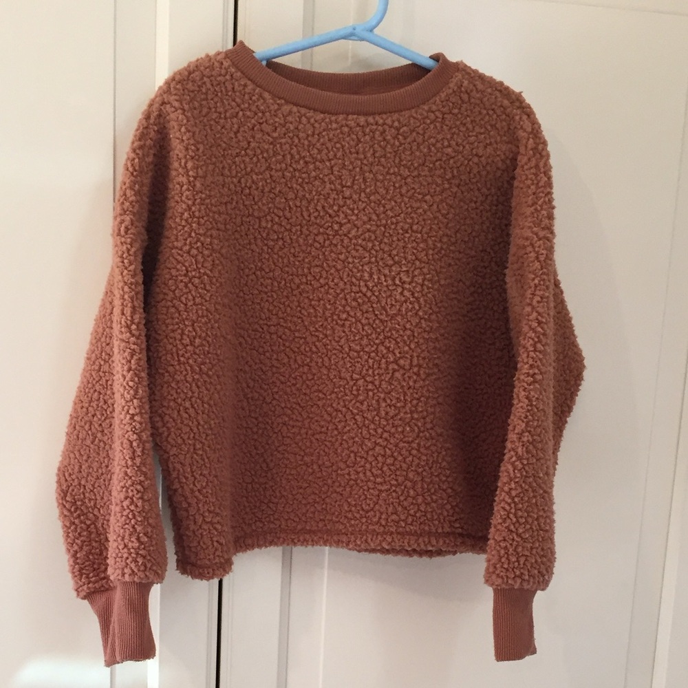 Teddy Bear Sweater sweatshirt Old Navy Girls 6/7 Sherpa sheepskin look sweater